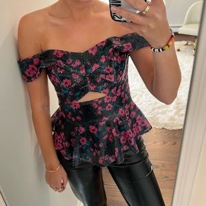 Wayf Bloomingdales off the shoulder sequin top size small